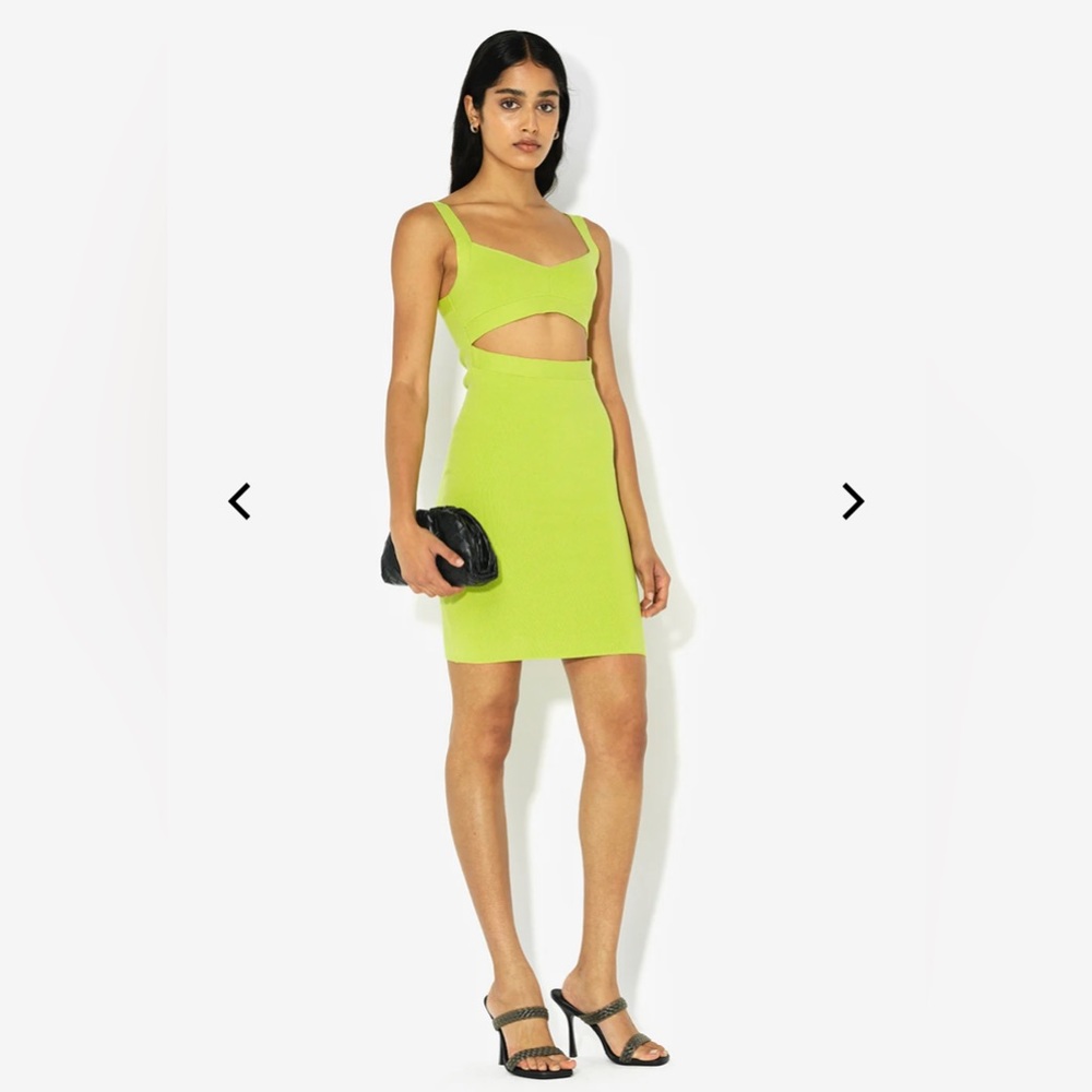 John Elliott XS Silk Cotton Body-Con Dress in “volt” color, lime green